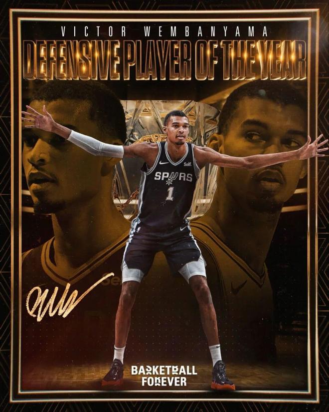 文班亚马全票当选DPOY 创历史首人纪录