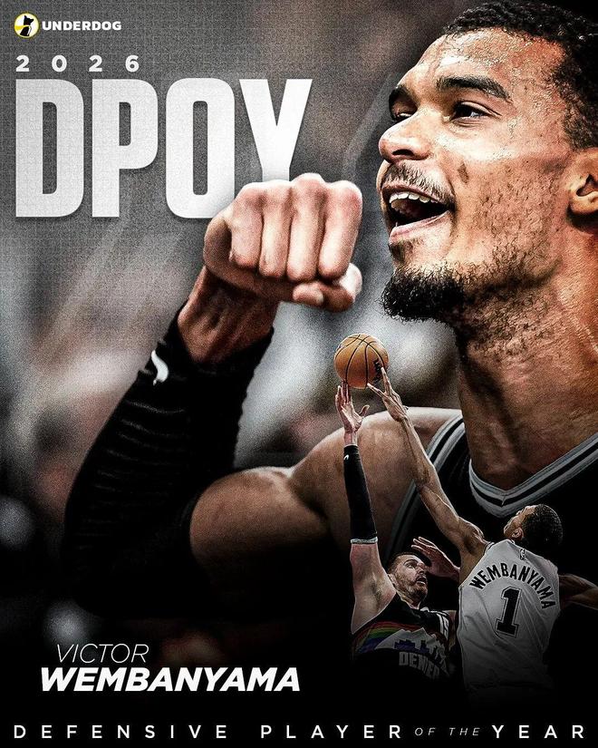 文班亚马全票当选DPOY 创历史首人纪录