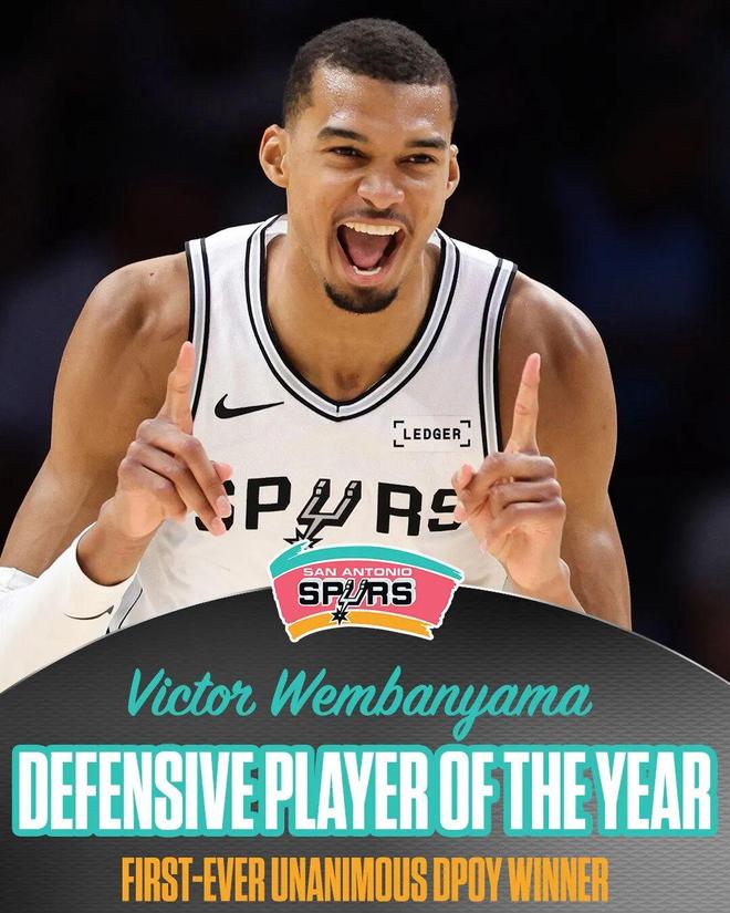 文班亚马全票当选DPOY 创历史首人纪录